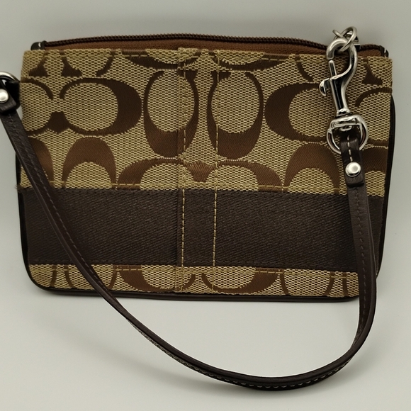 Coach Handbags - Coach Monogram Elegant Wristlet Brown Fabric Interior NWOT